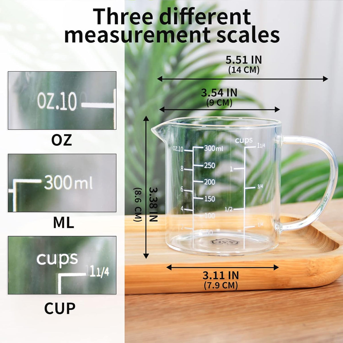 2 Cup Glass Measuring Cup (0.5L), High Borosilicate Glass Measuring Cup