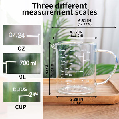 2 Cup Glass Measuring Cup (0.5L), High Borosilicate Glass Measuring Cup