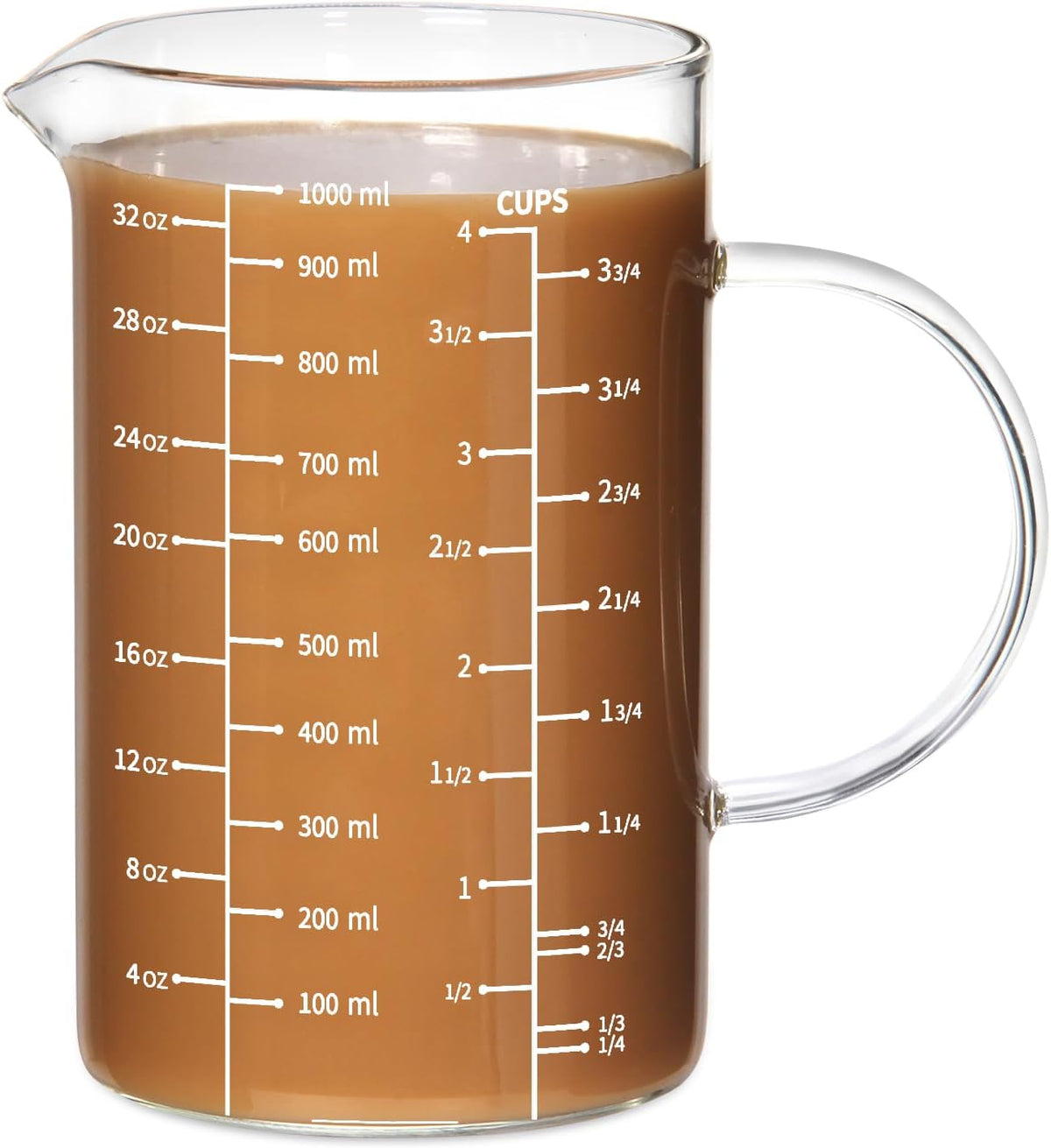 2 Cup Glass Measuring Cup (0.5L), High Borosilicate Glass Measuring Cup