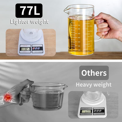 2 Cup Glass Measuring Cup (0.5L), High Borosilicate Glass Measuring Cup