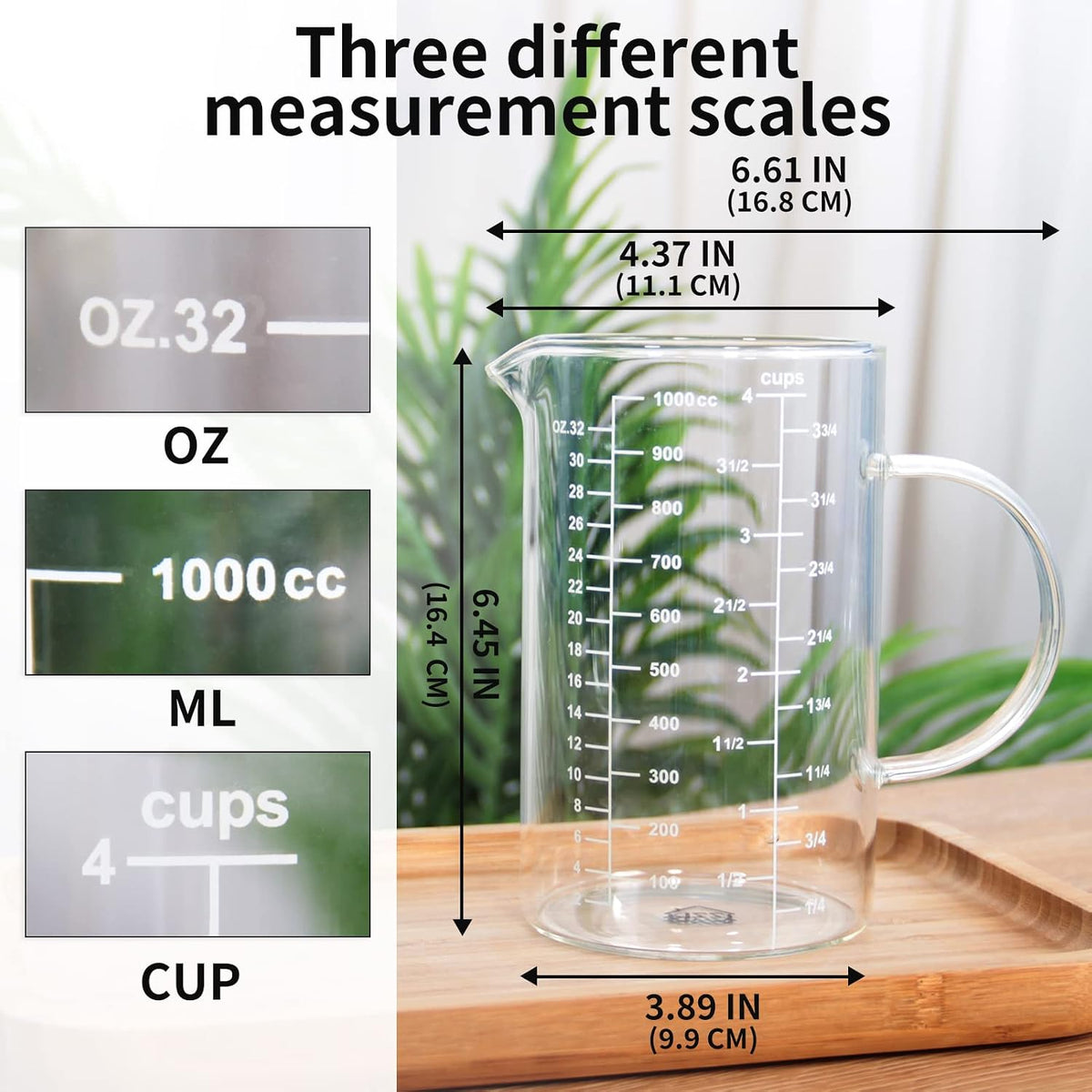 2 Cup Glass Measuring Cup (0.5L), High Borosilicate Glass Measuring Cup