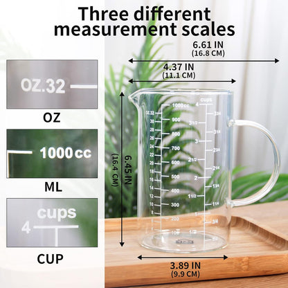 2 Cup Glass Measuring Cup (0.5L), High Borosilicate Glass Measuring Cup