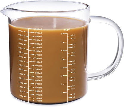 2 Cup Glass Measuring Cup (0.5L), High Borosilicate Glass Measuring Cup