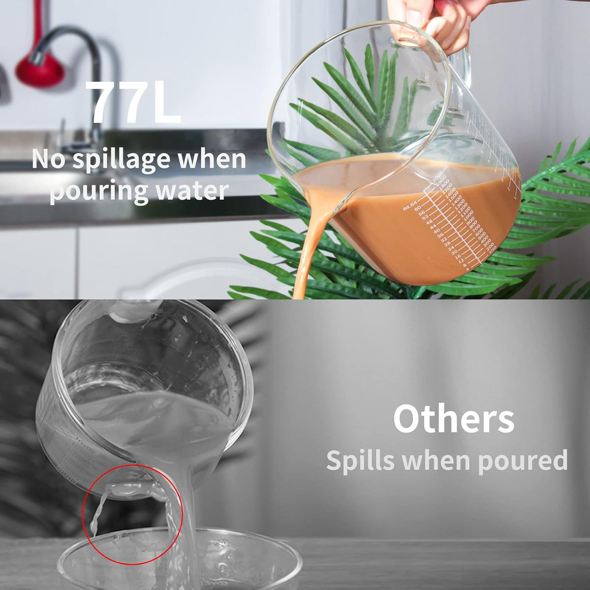 2 Cup Glass Measuring Cup (0.5L), High Borosilicate Glass Measuring Cup