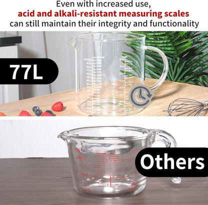 2 Cup Glass Measuring Cup (0.5L), High Borosilicate Glass Measuring Cup
