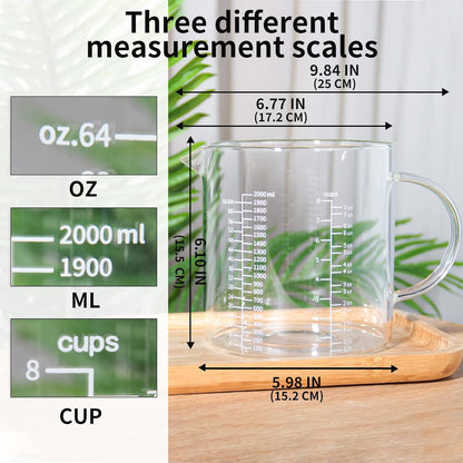 2 Cup Glass Measuring Cup (0.5L), High Borosilicate Glass Measuring Cup