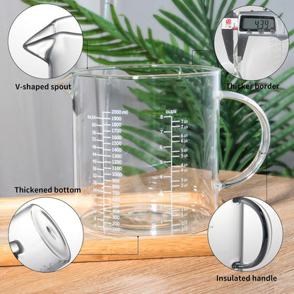 2 Cup Glass Measuring Cup (0.5L), High Borosilicate Glass Measuring Cup