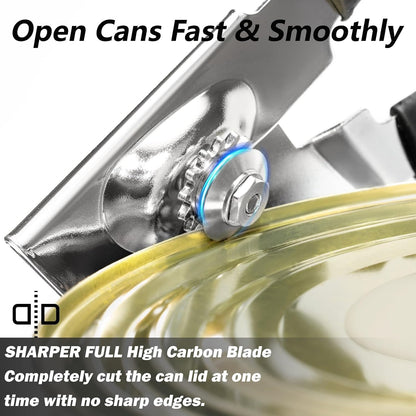 [Upgrade] Commercial Can Opener, Durable All-Steel Construction - Hand Crank Can Opener with Magnet, Comfortable Extra-long Handles, Oversized Knob, Professional Ergonomic & Easy for Big Cans