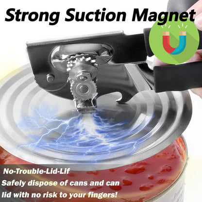 [Upgrade] Commercial Can Opener, Durable All-Steel Construction - Hand Crank Can Opener with Magnet, Comfortable Extra-long Handles, Oversized Knob, Professional Ergonomic & Easy for Big Cans