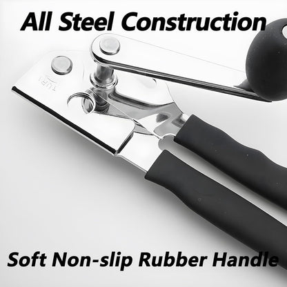 [Upgrade] Commercial Can Opener, Durable All-Steel Construction - Hand Crank Can Opener with Magnet, Comfortable Extra-long Handles, Oversized Knob, Professional Ergonomic & Easy for Big Cans