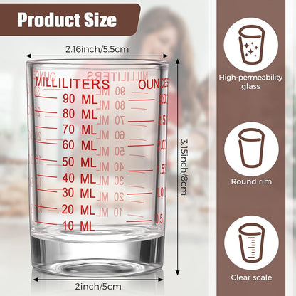 2-Piece 3 oz Espresso Shot Glass Set - Heavy Red Glass Wine Measure Cup