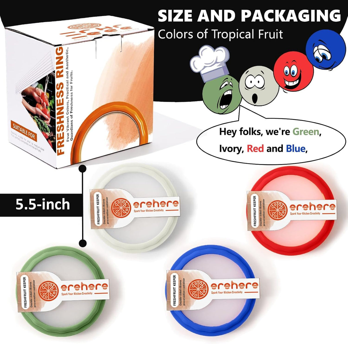 Silicone Food Storage Containers, 4Pcs Avocado Saver Produce Holder | Keep avocados fresh! Reusable Onion Storage for tomato, lemons, garlic & potato. Fresh fruit fridge organizers.