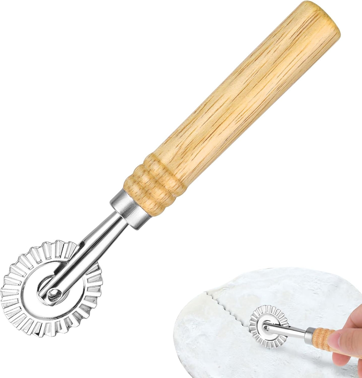 Pasta Cutter Wheel, Ravioli Cutter Wheel with Roller Zinc Alloy | Dumpling Lace Making, Pizza Cutter Wheel, Noodle Making Cutter for Kitchen