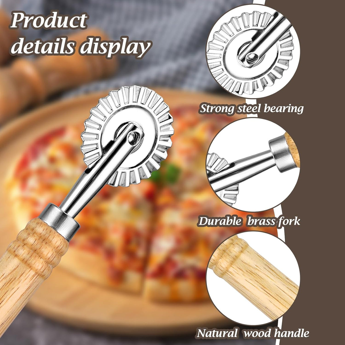 Pasta Cutter Wheel, Ravioli Cutter Wheel with Roller Zinc Alloy | Dumpling Lace Making, Pizza Cutter Wheel, Noodle Making Cutter for Kitchen