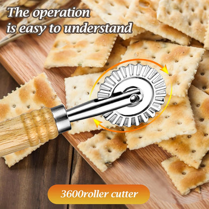 Pasta Cutter Wheel, Ravioli Cutter Wheel with Roller Zinc Alloy | Dumpling Lace Making, Pizza Cutter Wheel, Noodle Making Cutter for Kitchen