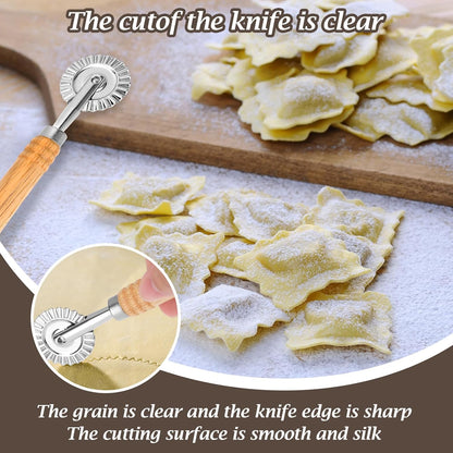 Pasta Cutter Wheel, Ravioli Cutter Wheel with Roller Zinc Alloy | Dumpling Lace Making, Pizza Cutter Wheel, Noodle Making Cutter for Kitchen