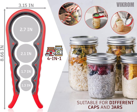 3 Pcs Rubber Jar Opener Grippers Tools for Seniors - Rubber Jar Opener Gripper Pad and 2 Openers for Seniors with Weak Hands, Ergonomic Handle, Easy to Use, Fits Up to 2.7 Inch Caps, Gifts for Grandpa