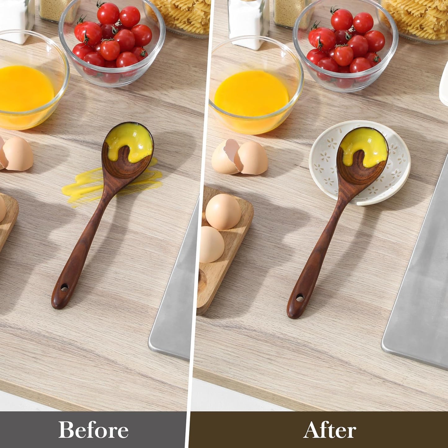 Ceramic Spoon Rest for Stove Top, 4.8 inch Cooking Spoon Holder for Kitchen Counter,Utensil Rest for Ladle, Spatula, Spoons or Tongs, Modern Farmhouse Kitchen Décor - 01, Series LYDIA