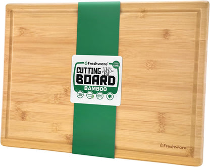 Bamboo Cutting Board Set of 3, Wooden Cutting Boards for Kitchen, Knife Friendly Food Grade Chopping Board, Lightweight with Hanging Hole for Easy Storage