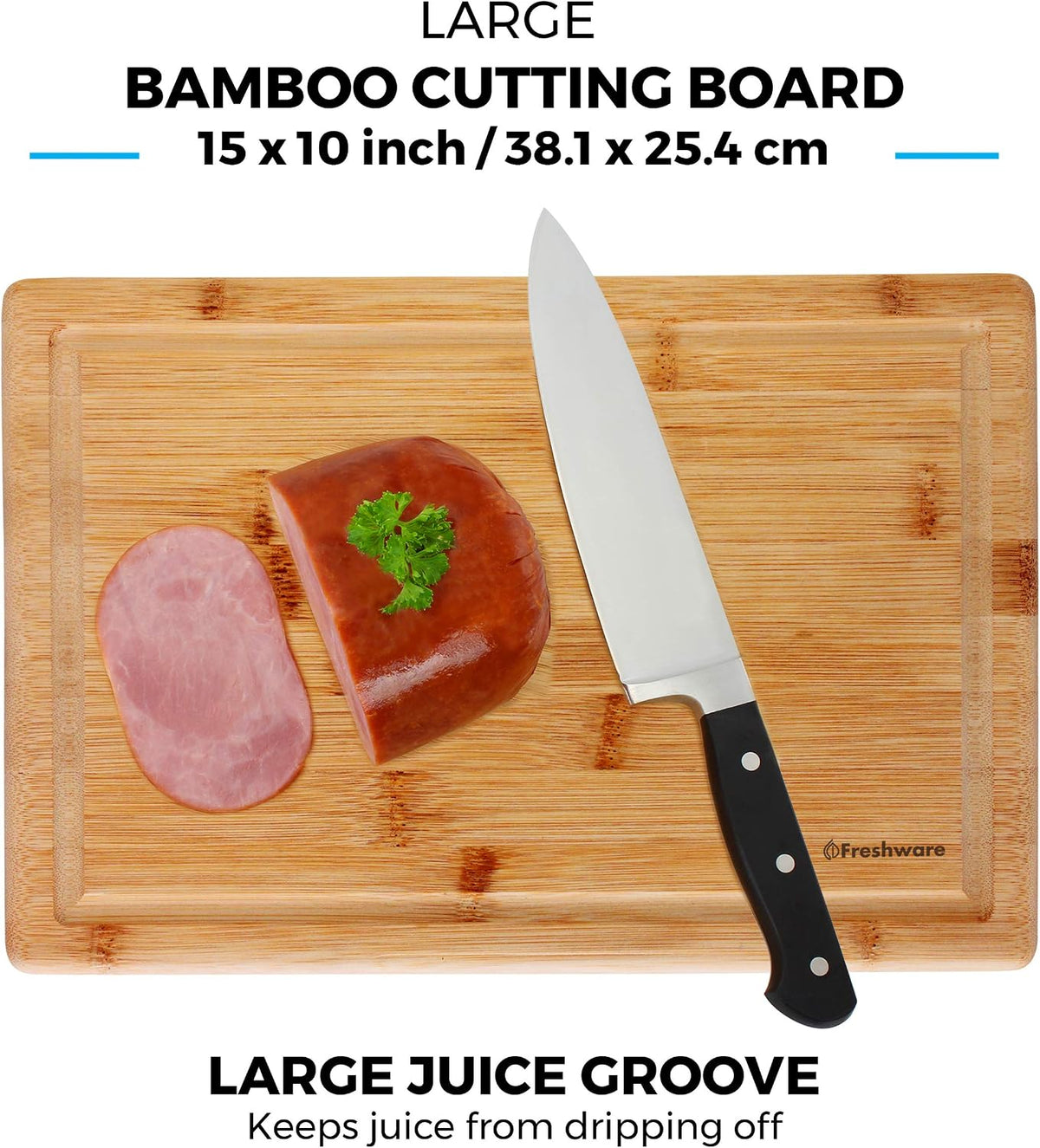 Bamboo Cutting Board Set of 3, Wooden Cutting Boards for Kitchen, Knife Friendly Food Grade Chopping Board, Lightweight with Hanging Hole for Easy Storage