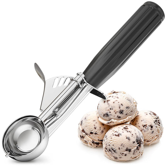 1 Oz Ice Cream Scoop with Trigger #30, Stainless Steel Portion Scoop | One Ounce Disher for Gelato, Sorbet, Baking Cookie Dough, and Meatballs - Rust Resistant, Easy to Clean for Daily Food Prep