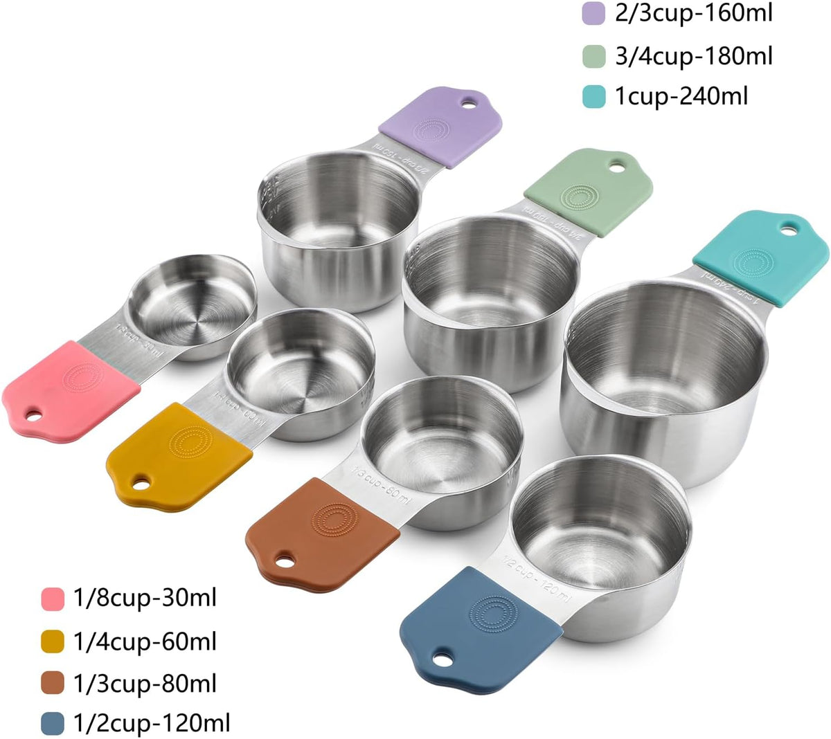 Magnetic Measuring Cups Set of 7 Stainless Steel Stackable Measuring Cups