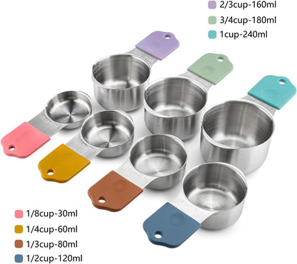 Magnetic Measuring Cups Set of 7 Stainless Steel Stackable Measuring Cups
