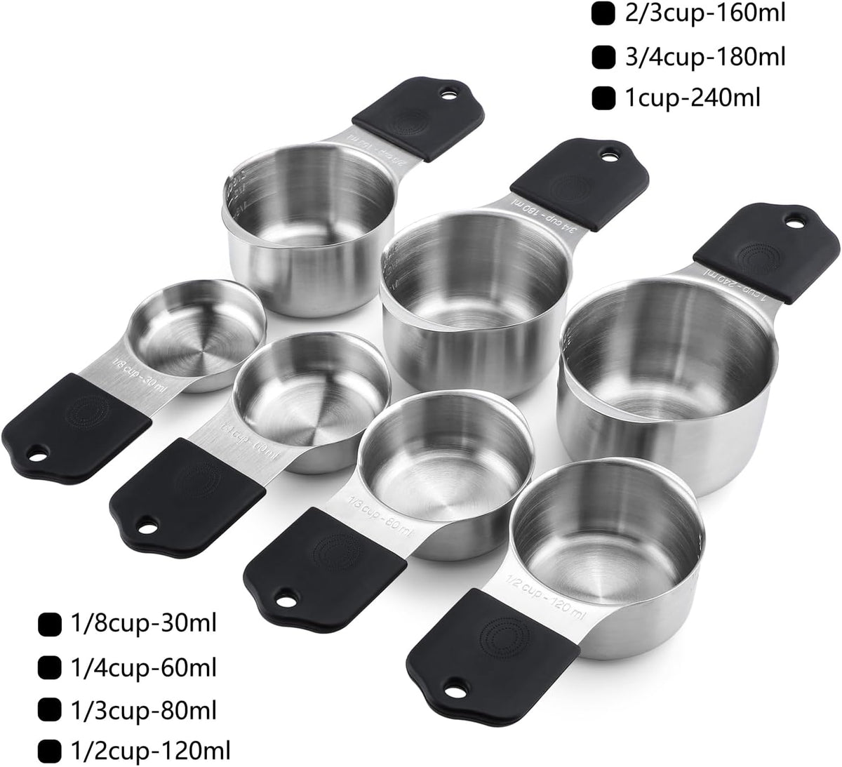 Magnetic Measuring Cups Set of 7 Stainless Steel Stackable Measuring Cups
