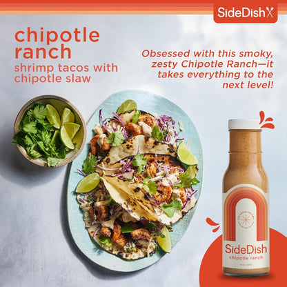 Chipotle Ranch Dressing - Seed Oil, Dairy & Gluten Free Salad Dressing w/Avocado Oil - Refined Sugar Free, Low Sodium Healthy Ranch Sauce - Paleo Dressing for Sauces, Dips & More - 8 fl oz
