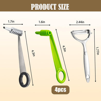 Potato Peeler, Stainless Steel Peeler, 6 Pcs Spiral Cutter Set, Spiral Cutter for Vegetable Preparation, Stainless Steel Vegetable Peeler with Plastic Spiralizers for Kitchen Tasks