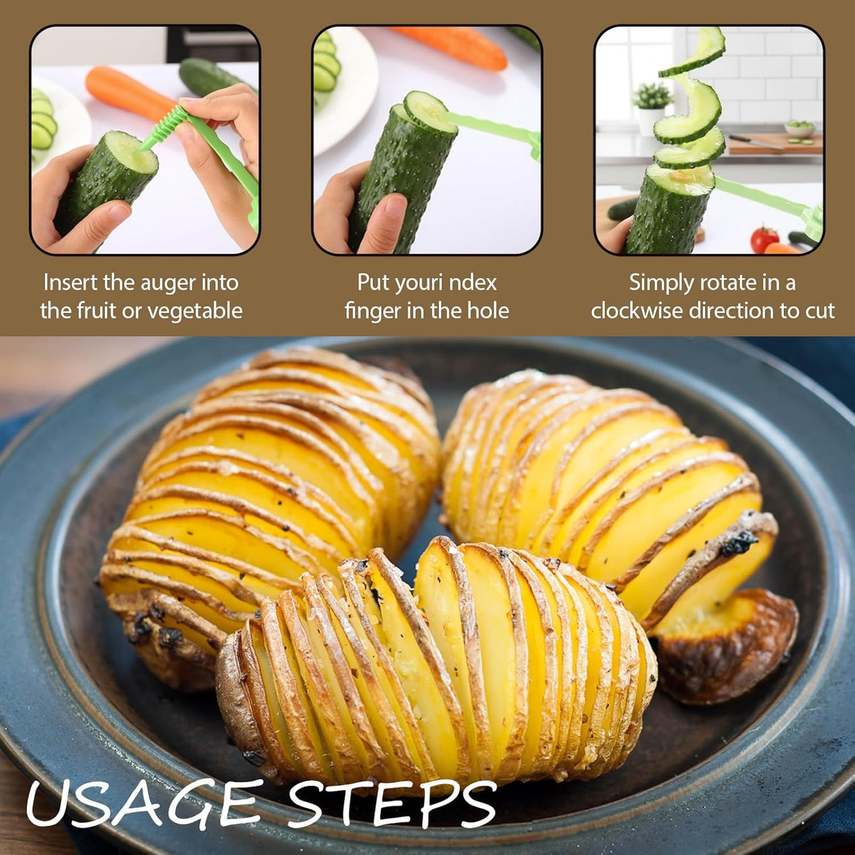 Potato Peeler, Stainless Steel Peeler, 6 Pcs Spiral Cutter Set, Spiral Cutter for Vegetable Preparation, Stainless Steel Vegetable Peeler with Plastic Spiralizers for Kitchen Tasks