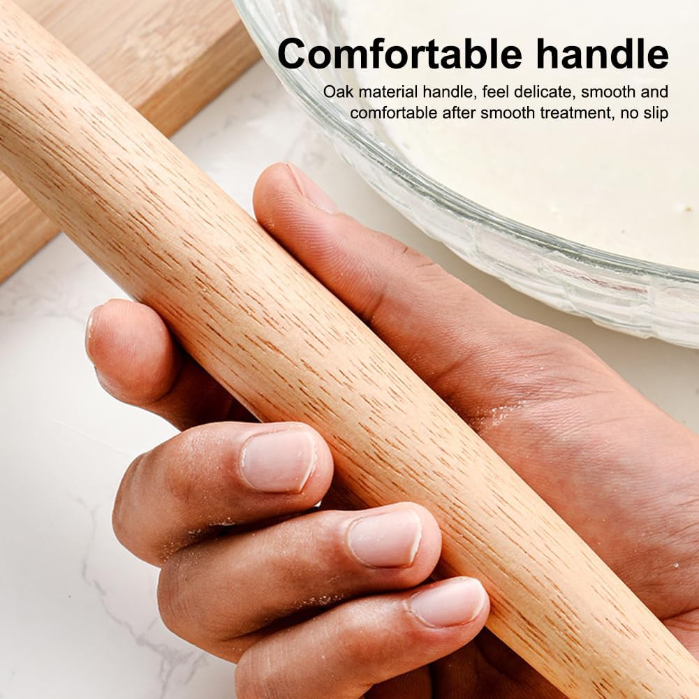 Danish Dough Whisk, 13 inch Sourdough Whisk Stainless Steel Bread Dough Mixer with Smooth Wooden Handle, Sourdough Stirring Stick Bread Making Tool(SIZE:Double Eye)