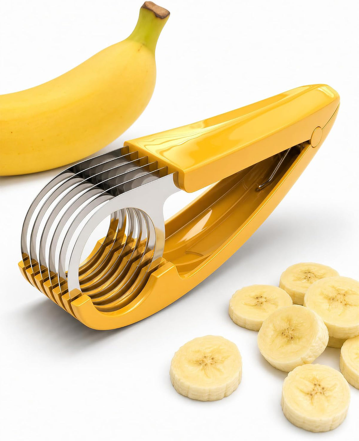 Banana Slicer,ABS Stainless Steel Banana Cutter for Fruit
