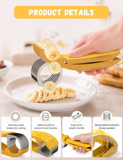 Banana Slicer,ABS Stainless Steel Banana Cutter for Fruit