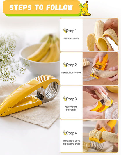 Banana Slicer,ABS Stainless Steel Banana Cutter for Fruit