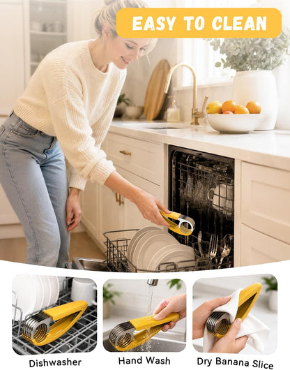 Banana Slicer,ABS Stainless Steel Banana Cutter for Fruit
