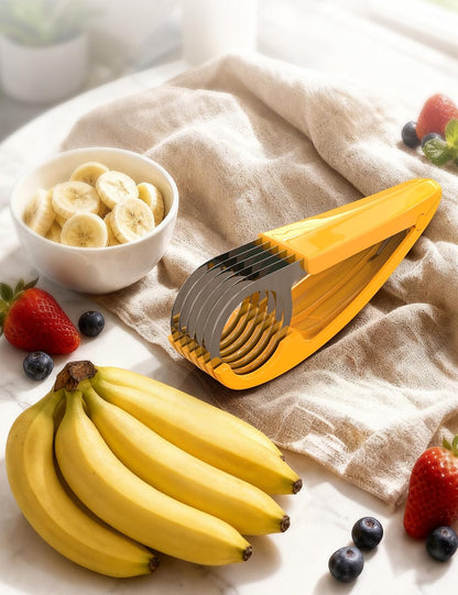 Banana Slicer,ABS Stainless Steel Banana Cutter for Fruit