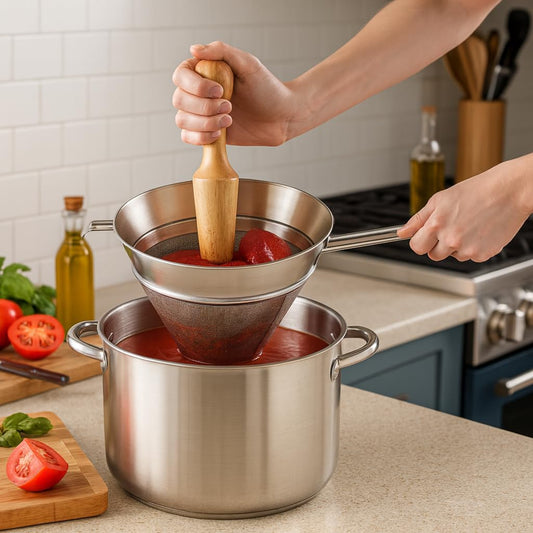 Kitchen Chinois Fine-Mesh Cone Sieve, 18/8 Stainless Steel, For Straining Sauces, Soups, And Purees, 7-Inch Diameter