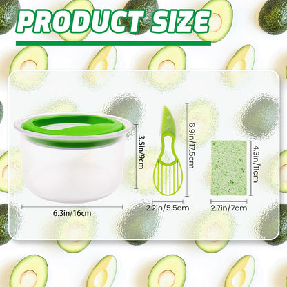Guacamole Keeper(1 Pcs), Guacamole Bowls, Avocado Keeper Fresh Guacamole Plastic Kitchen Storage Container with Air Tight Lid, 3-in-1 Avocado Slicer and Cleaning sponge