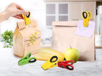 12 Pack Chip Clips Bag Clip, Magnetic Food Clip for Chips, Bread, Snacks, Kitchen, Refrigerator, Clothes Pins Multicolor