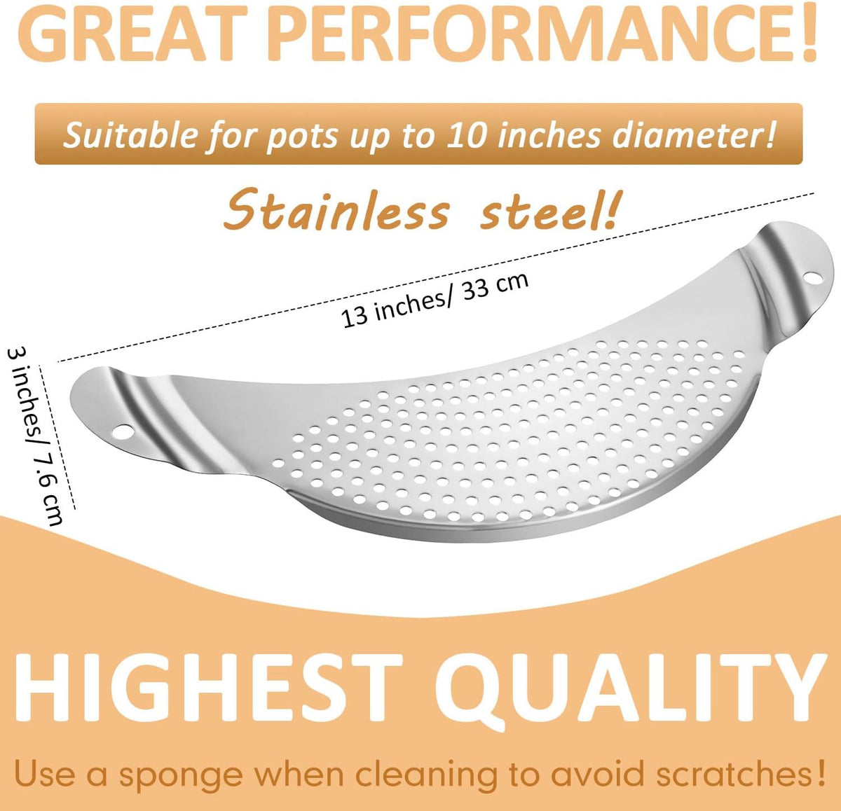 2 Pieces Pot Strainer with Handle for Pan,Fits Up to 10 in