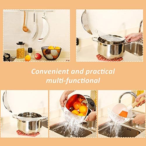 2 Pieces Pot Strainer with Handle for Pan,Fits Up to 10 in