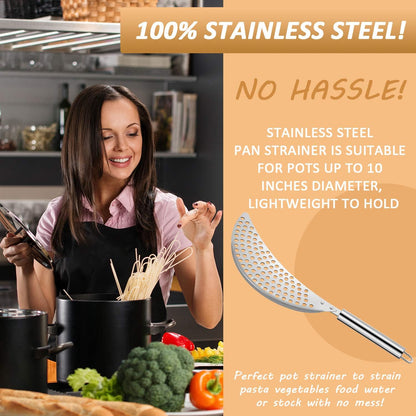 2 Pieces Pot Strainer with Handle for Pan,Fits Up to 10 in