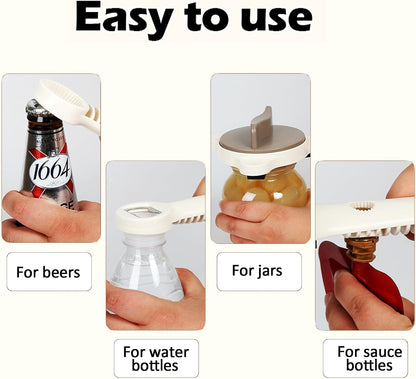 Handheld Jar Openers for Seniors (Adjustable) – for Jars, Bottles, Lids & Caps – Easy Grip, Effort-Saving, Stainless Steel (Kitchen Tool)