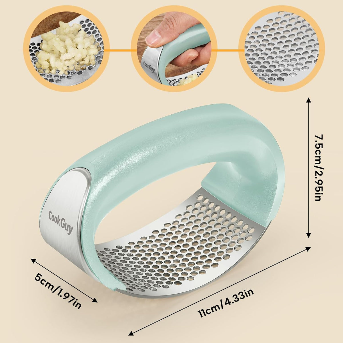 Garlic Press Rocker Set -304 Stainless Steel Premium
