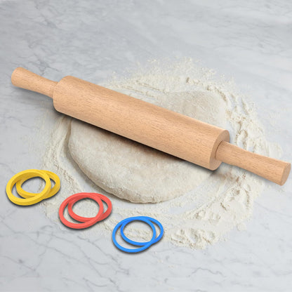 Rolling Pin with Handles,Dough Roller for Baking with 4 Thickness Rings