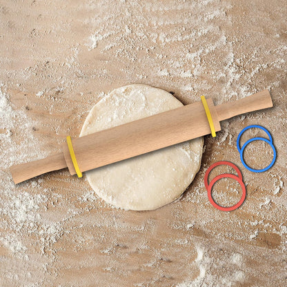 Rolling Pin with Handles,Dough Roller for Baking with 4 Thickness Rings