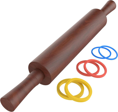 Rolling Pin with Handles,Dough Roller for Baking with 4 Thickness Rings