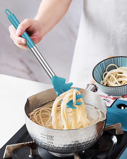 Silicone Pasta Fork, 2 Pack, Gray-Blue | Kitchen Heat Resistant, Noodle Spoon Server, BPA Free, Spaghetti Strainer