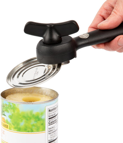 Safety Can Opener - Smooth Edge Manual Can Opener with Ergonomic Handle for Easy Use, Lid Resealable Design, Eliminates Sharp Edges